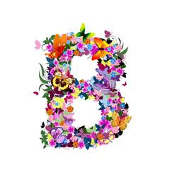 Pattern letter of butterflies and flowers