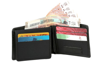 Filled purse money and cards.