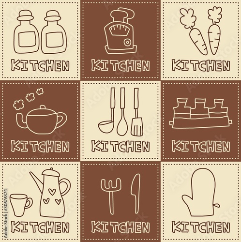 Cute Doodle Kitchen Stuff Stock Image And Royalty Free Vector