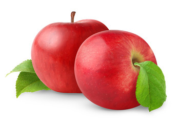 Isolated apples. Two red apple fruits isolated on white background