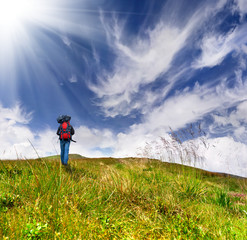 Hiker in mountains