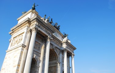 Historical marble arch Arco della Pace, Milan, Italy