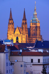 Fototapeta premium The View on Prague gothic Castle in the Night, Czech Republic