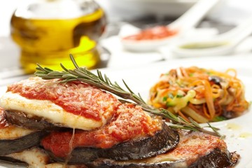 Roasted eggplant with salad
