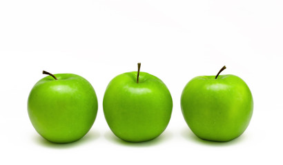 Three  Fresh Green  Apples