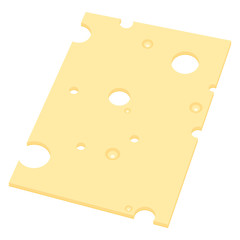 Slice of cheese isolated over white background