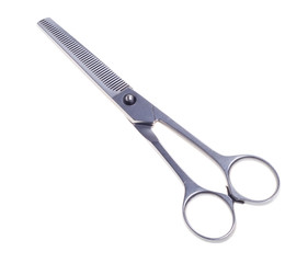 Hairdressing scissors isolated on a white background.