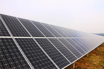 Solar Power Station in the snowy Nature