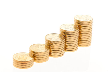 Stapel von Euro Geld M&uuml;nzen