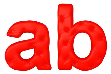 Luxury red leather font A B letters