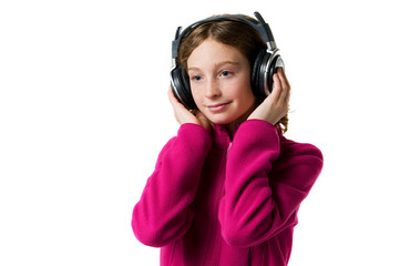 girl listening to headphones