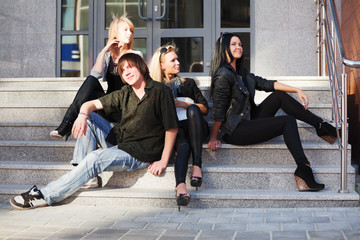Fototapeta premium Teens on the steps