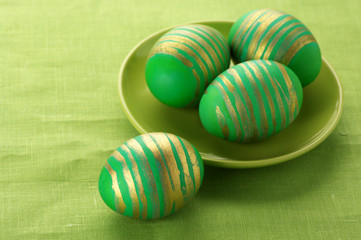 Fototapeta na wymiar Green Easter eggs