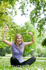 Happy life - woman enjoys outdoors