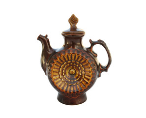 Decorative ceramic teapot isolated on white background