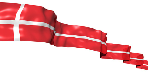 Denmark ribbon flag isolated on white