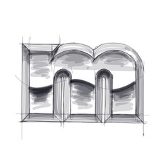 3d metal letters sketch - m. Eps10