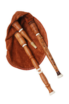 bagpipe from Scotland over white
