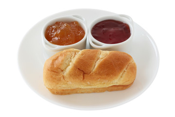 Bread with jam and coffee