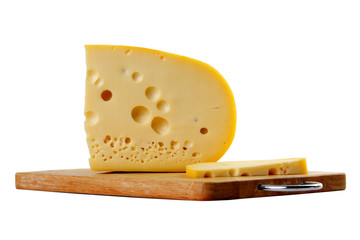 piece of cheese isolated on a white background