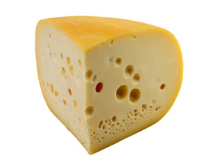 piece of cheese isolated on a white background