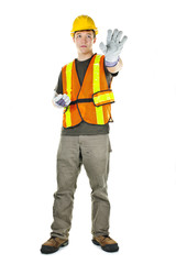 Construction worker on white background