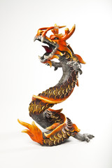 Orange dragon isolated on white background