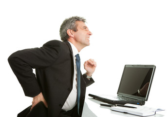 Senior business men having back pain