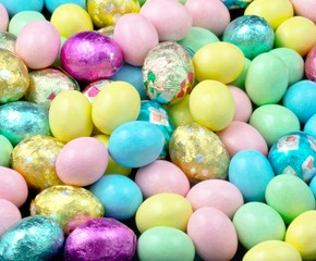 Fototapeta na wymiar Colorful Chocholate Easter Eggs