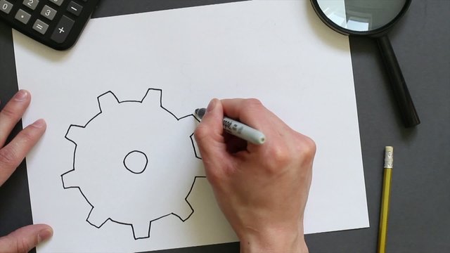 Drawn animated gear
