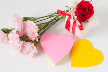 薔薇＆カーネーションとハートのメッセージカード