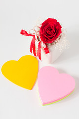 薔薇とハートのメッセージカード