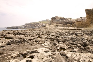 Fototapeta na wymiar erosioned rock reef