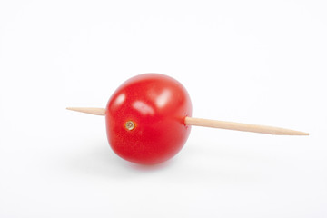 Cherry tomato on white, clipping path