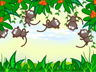 Printed roller blinds Forest animals funny monkey