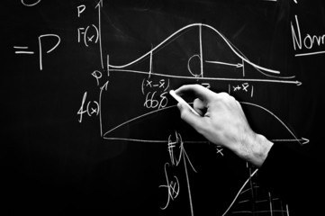 Fototapeta premium Writing on a chalk board in black and white