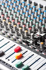 Fototapeta premium Closeup of an audio sound mixer