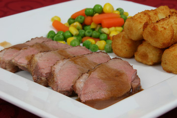 Entenbrustfilet gebraten mit Kroketten