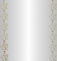 white silk background with gold floral elements