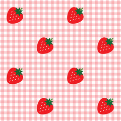 Checked pattern with strawberries
