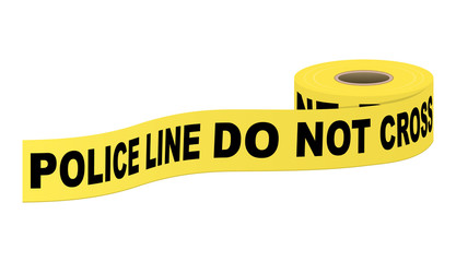 Police tape with text. Vector illustration.