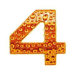 Orange gold alphabet symbol - digit 4
