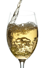 White wine pouring into glass