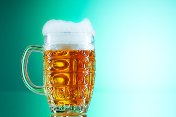 Beer glasses against the colorful gradient background