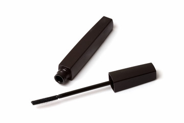 Black mascara wand and tube