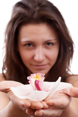 woman with spring flower