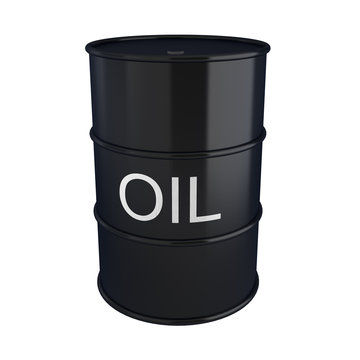 3d render of black oil barrel on white
