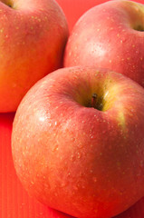 Red apple with water drop