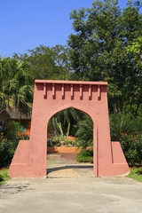 Fototapeta na wymiar Pink Africa's soil arched entrance