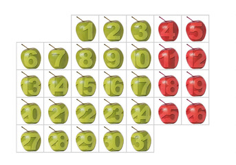 calendar, one apple a day
